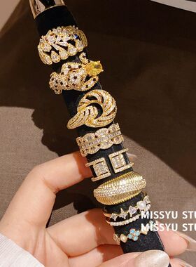 女花朵锆石戒指高级感手饰金众