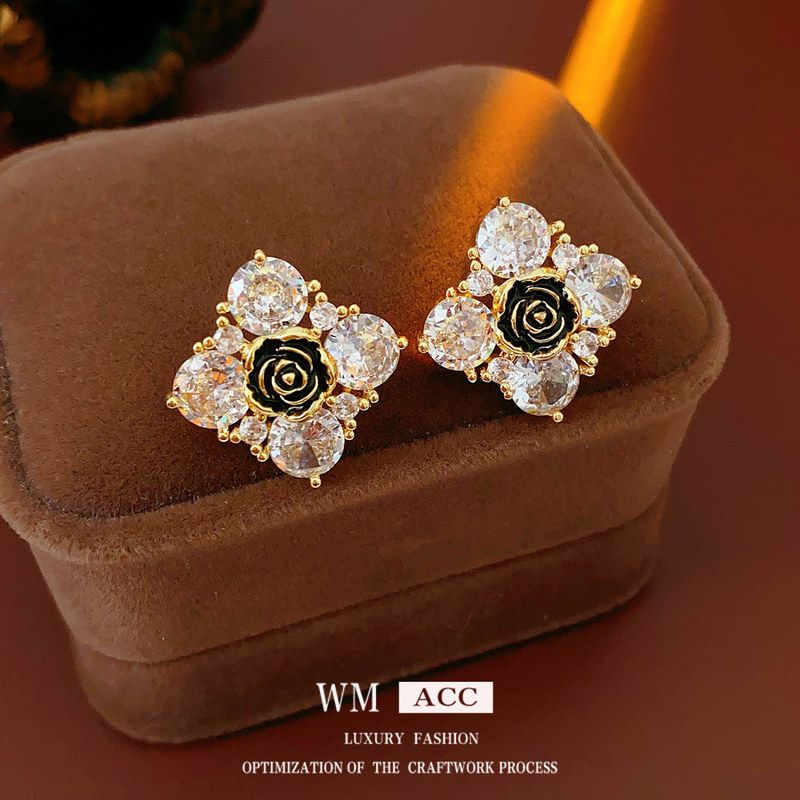 花朵女高级感电镀真金菱形精致