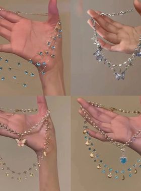 时尚法式锆石批发链轻奢锁骨圆形