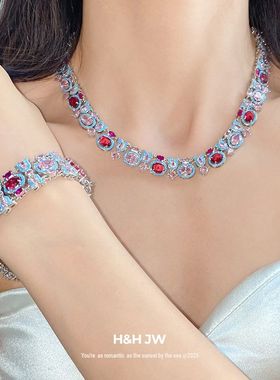 椭圆形锆石项饰锁骨轻奢卡扣项链