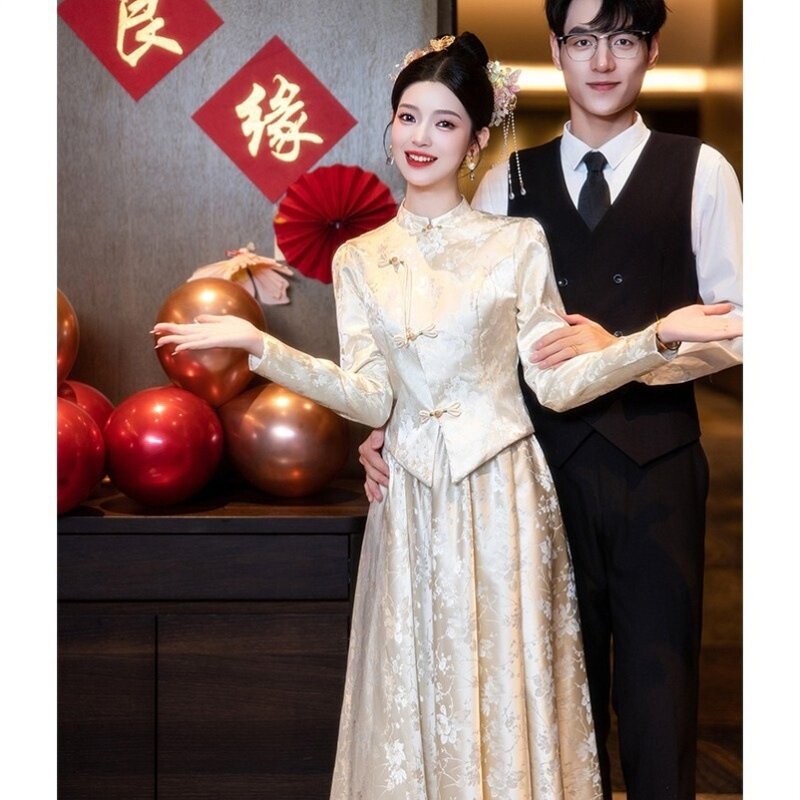 定婚礼服女旗袍敬酒服小个子新娘礼服/晚装