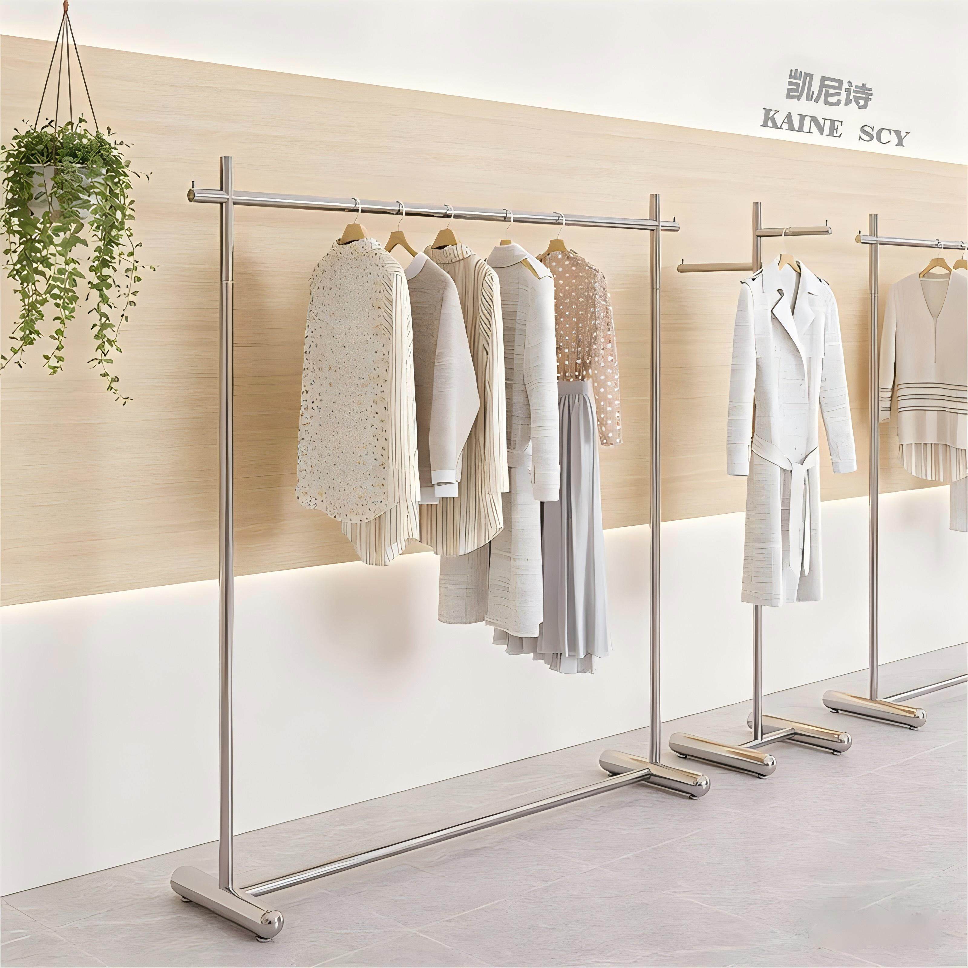 凯尼诗不锈钢服装架新款落地式中岛架挂衣架男女童装服装道具货架