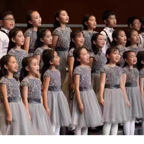 儿童合唱演出服纱裙主持人礼服