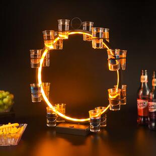 酒吧发光酒架子弹杯架KTV洋酒啤酒杯一口杯架创意七彩鸡尾酒架子