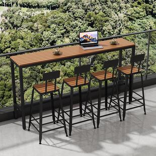 户外吧台桌椅室外防腐防晒防水靠墙高脚桌咖啡店露台长条桌椅组合