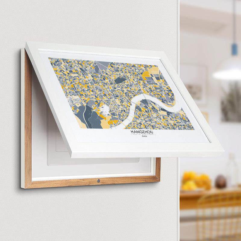 现代简约电表箱地图装饰画北欧客厅配电箱遮挡画电闸盒挂画免打孔