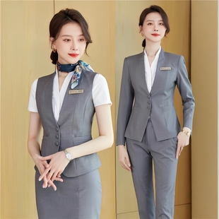 男女同款珠宝酒店售楼部前台接待经理工作服马甲西装套装职业正装