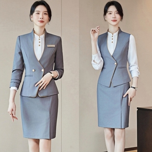 珠宝酒店前台接待经理男女工作服职业马甲西装套装正装气质春秋款