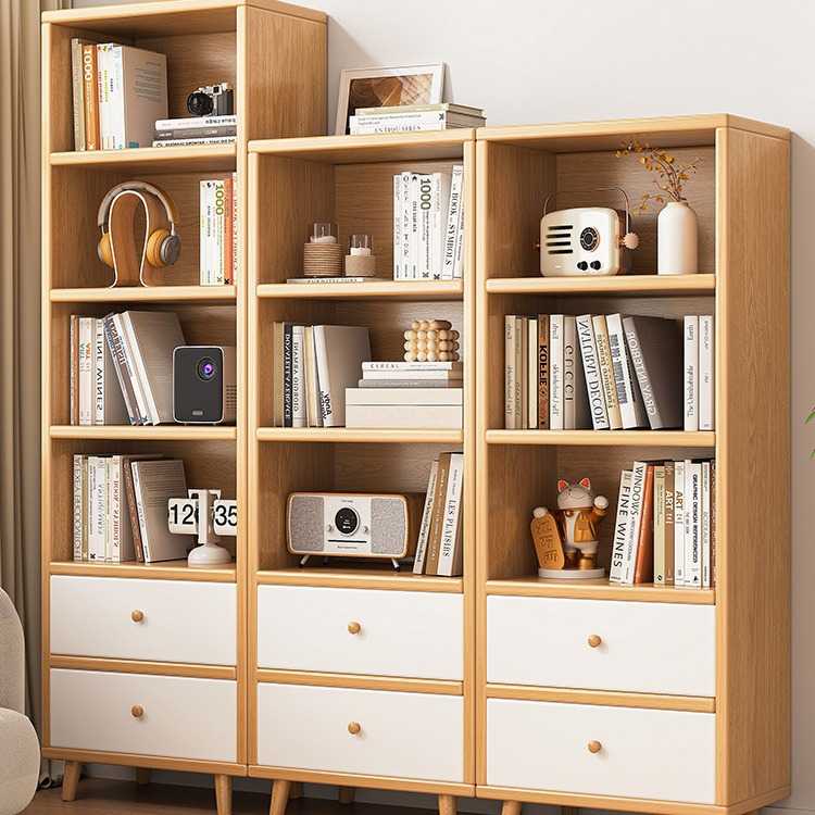 北欧实木书架落地多层储物柜子收纳置物架展示柜家用客厅转角书柜