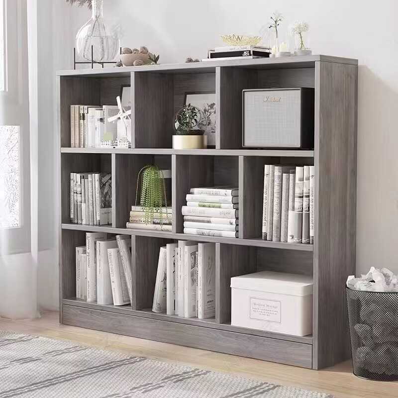 书架置物架落地家用网红小书柜一体靠墙客厅简易分层收纳储物柜子