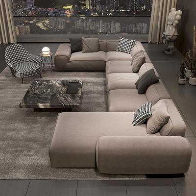 大黑牛沙发 科技布磨砂布全真皮 夏图md沙发网红头层牛皮极简沙发