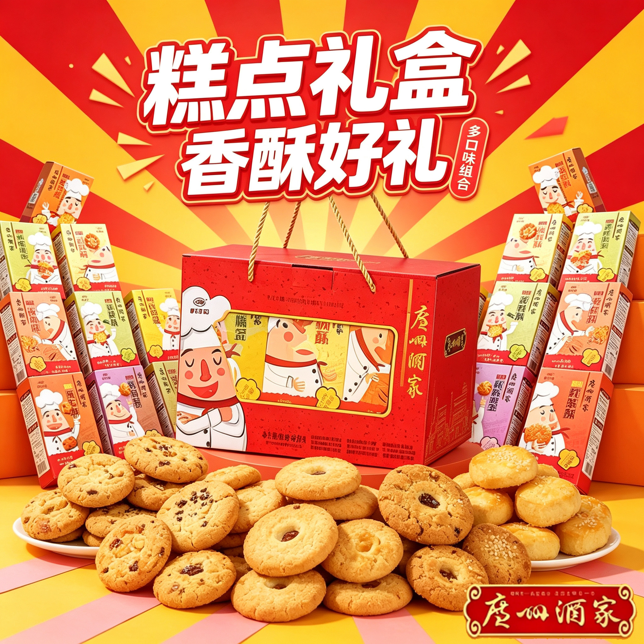 广州酒家利口福天天向上糕点礼盒900g红茶酥饼干小零食年货大礼包