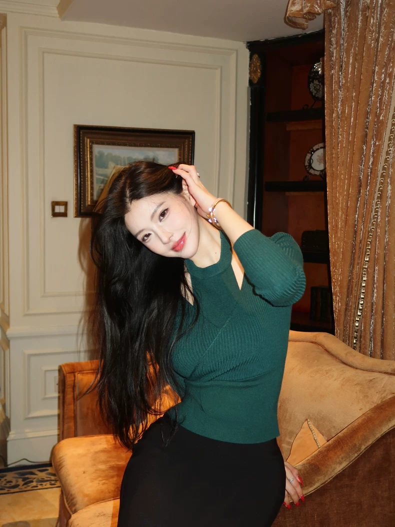 【Fart Shop】南洋旖梦 港风挂脖交叉假两件紧身收腰针织上衣