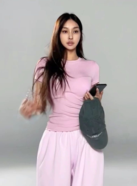 Angelapope 黑的王现货 无抽绳卫裤时髦个性高腰休闲阔腿裤