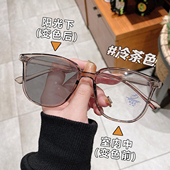 小红书大框超轻款 冷茶色眼镜框女防辐射ins平光可配度数大脸显瘦