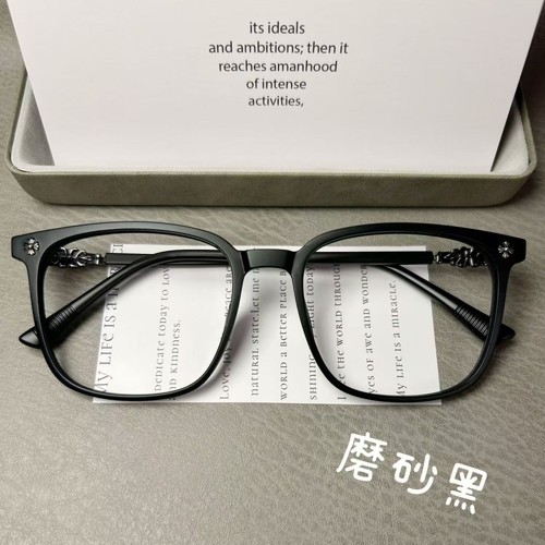 黑色百搭砂框素颜男潮复古大框时