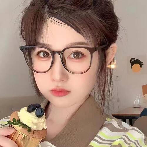 超轻栗子茶色眼镜女高级感大框素