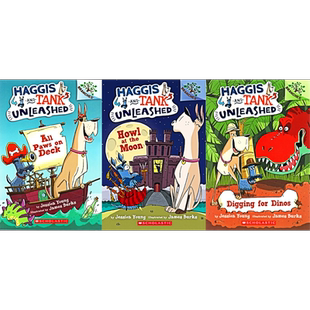 【 送音频 动物冒险爆笑桥梁书】学乐海盗狗 哈吉斯和坦克3册Haggis And Tank Unleashed英文原版大树儿童英语课外阅读书漫画书