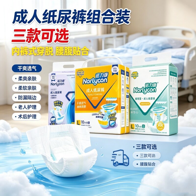 [防侧漏不湿床]诺力康成人纸尿裤大吸量老年人加厚MXL码尿不湿款