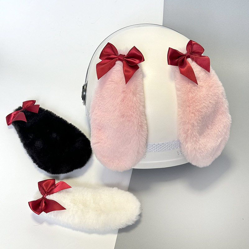 滑雪头盔装饰品可拆卸兔耳朵可爱装饰机车摩托电动车外卖女骑配饰