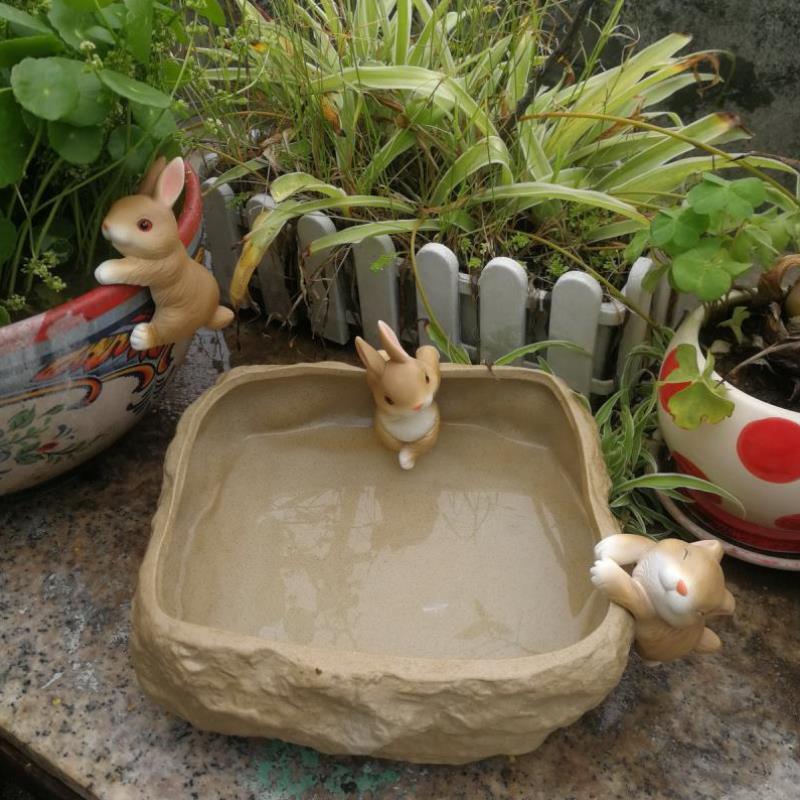 花园摆件兔子猴子小青蛙猪装饰品吊件树脂工艺品挂件创意花盆