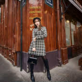 Her 优雅设计感轻奢小众小香风 格纹针织迷你连衣裙 lip