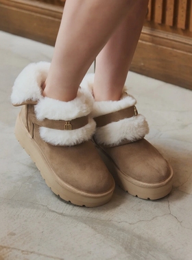 Her lip to Trois系列羊羔毛雪地靴 厚底保暖英伦风时尚气质冬季