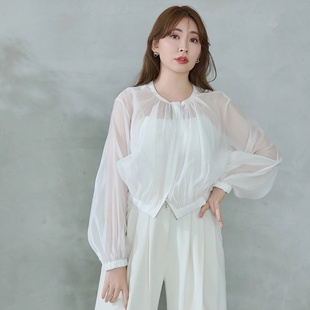 【年货狂欢】Her lip to 轻盈薄纱短外套 宽松型通勤风纯色清新