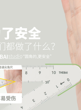 THEBAI为了安全学生透明直尺三角尺量角器多功能套尺波浪线一年级