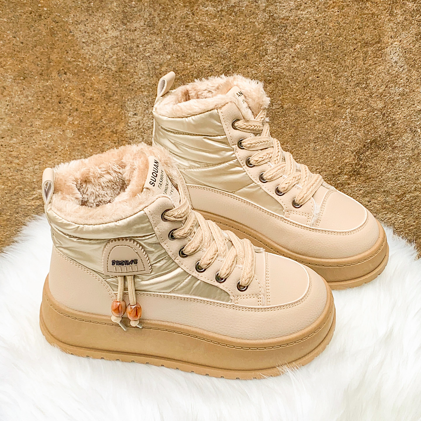 防寒加绒加厚防滑雪地靴