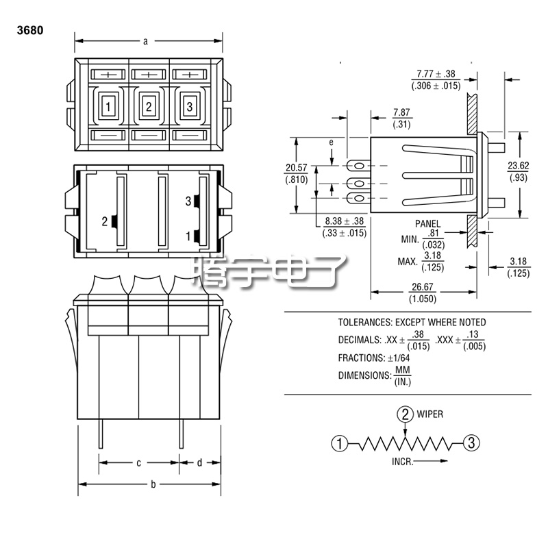 MEXICO原装进口数码显示精密电位计3683S-1-103L 202L502L10K5K2K