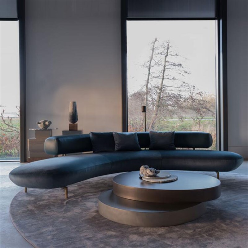 北欧现代异形丝绒布艺沙发u组合小户型设计师酒店接待处圆弧形沙