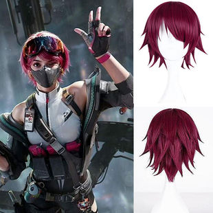 明日方舟联动能天使蛊cos假发 三角洲行动佐娅庞琴科娃酒红色假毛