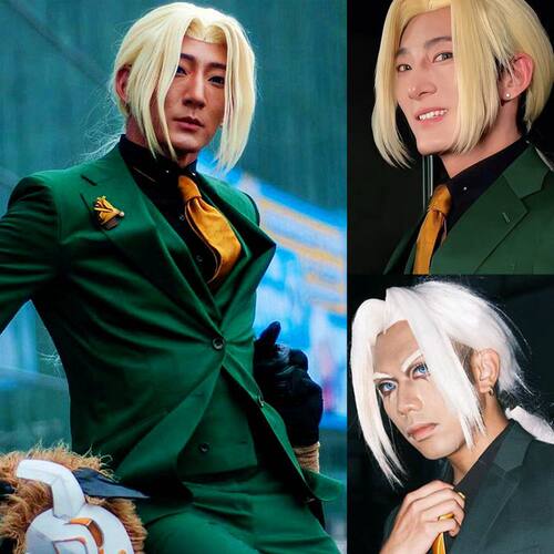 瓦龙cos假发动漫成龙历险记cosplay金色假毛舞台演出漫展男士头套