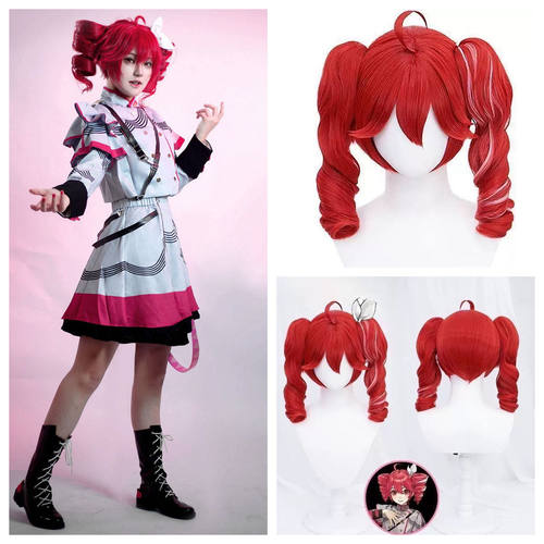 重音teto假发 UTAU虚拟歌手cos重音テト 动漫cosplay假毛红色头套