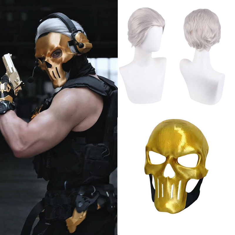 红狼cos假发 三角洲行动蚀金玫瑰面具游戏动漫cosplay假毛 万圣节