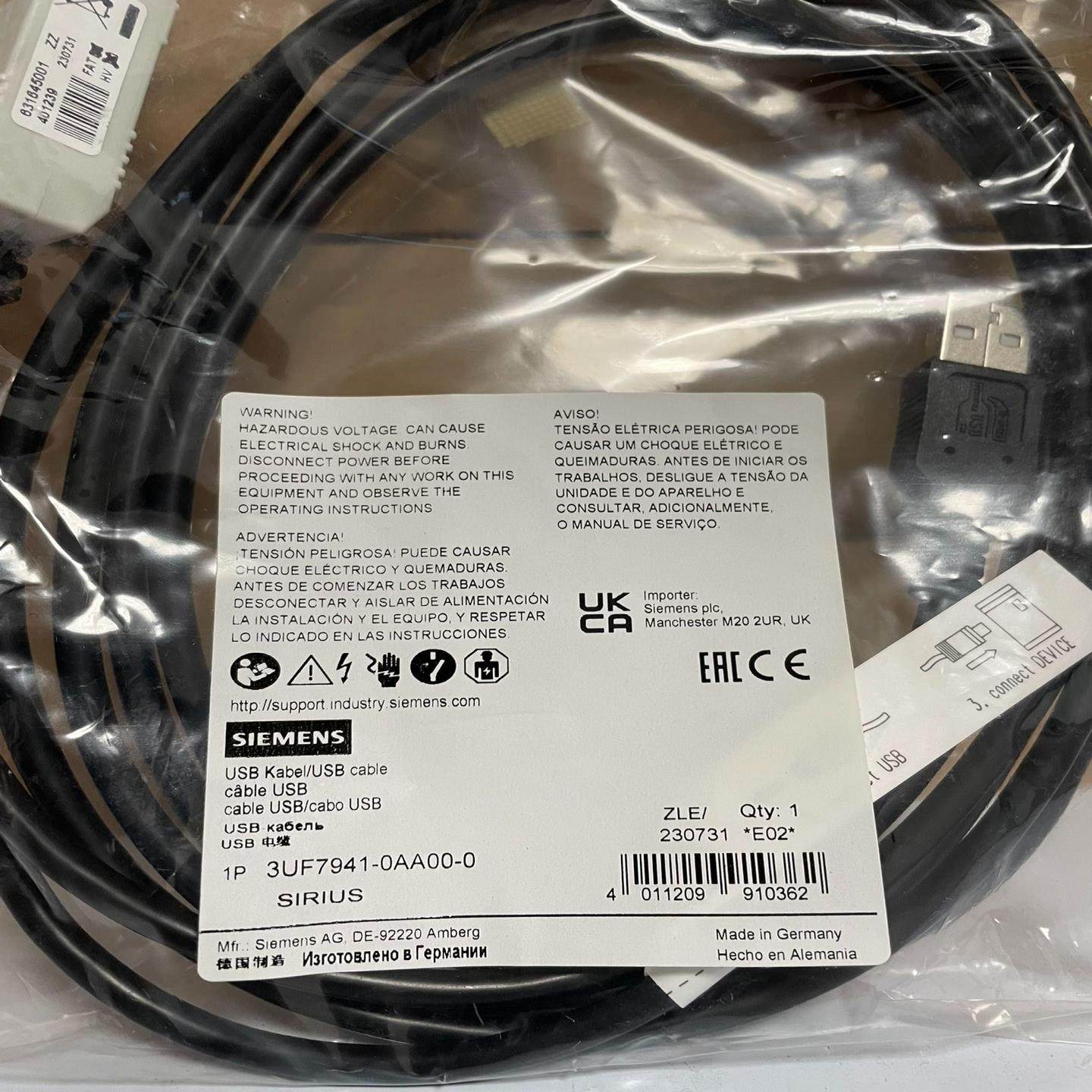 3UF7941-0AA00-0  USB PC 电缆 用于连