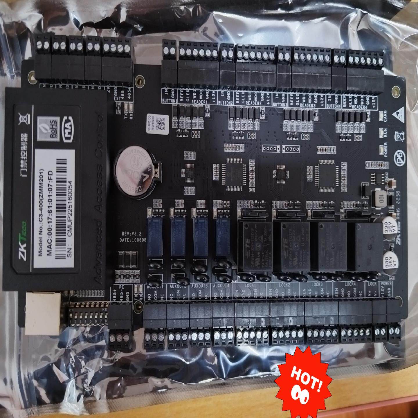 ZKTeco门禁控制器主板C3-400四门单门网络门禁系统