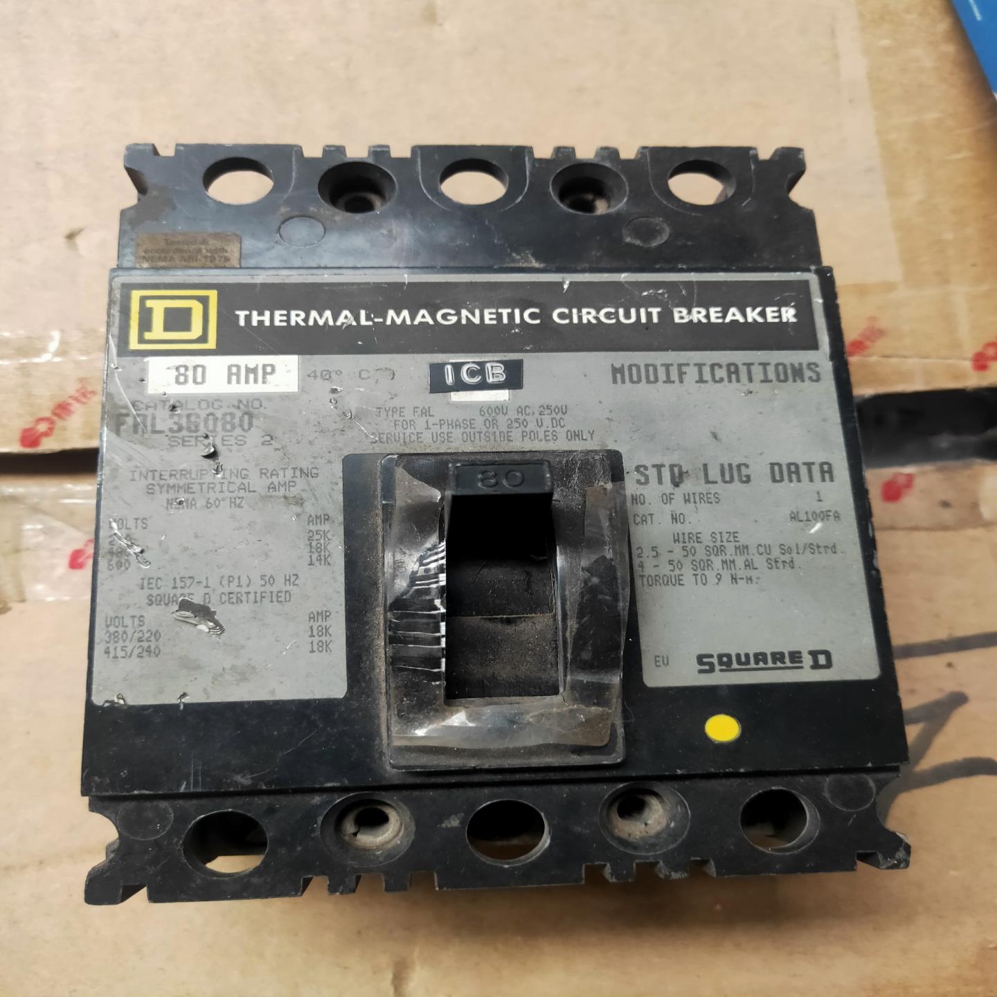 Square D FA36080 3 极断路器  80A