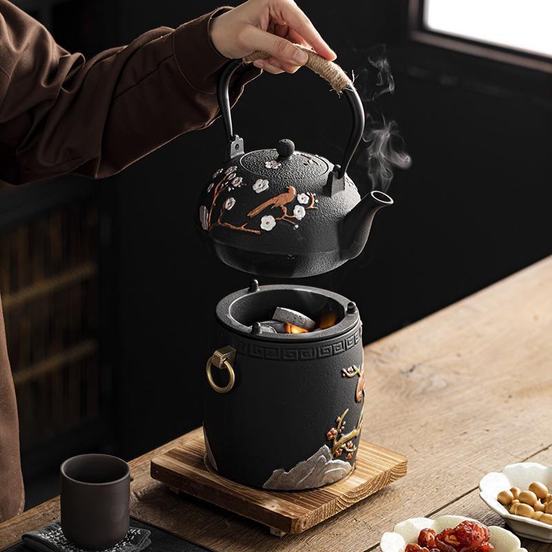 新品铁壶煮茶壶铸铁壶家用泡茶壶碳火炉电陶炉器具户外烧水壶围炉