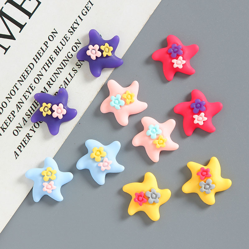 彩色花朵小海星奶油胶diy手机壳材料包手工制作饰品卡通树脂配件