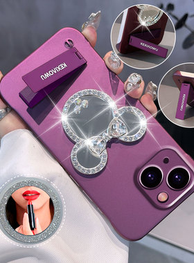 适用opporeno8/9pro+米奇镜子a55/a58梅紫色无边框reno11/12pro手机壳findx7/x8高级感findx5/x6pro简约a1/a2