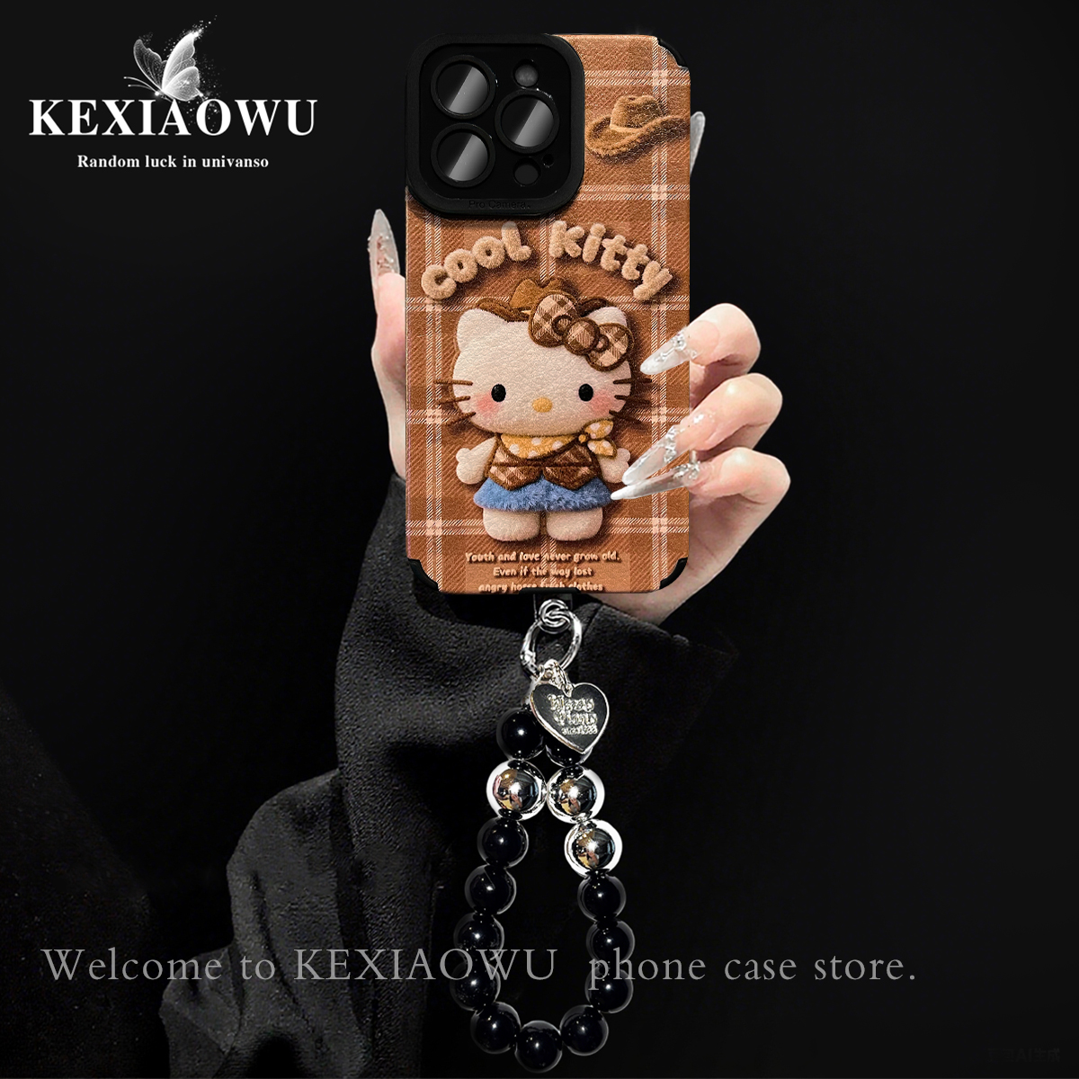 适用华为p80pro手机壳牛仔凯蒂猫