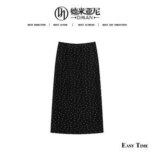 春夏波点半身裙 弹力针织三醋酸半身裙 米公子