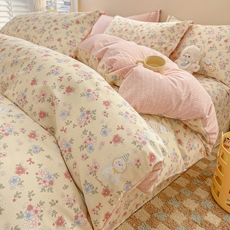 卡通全棉四件套纯棉学生宿舍被套床单床笠床上用品三2025新款4
