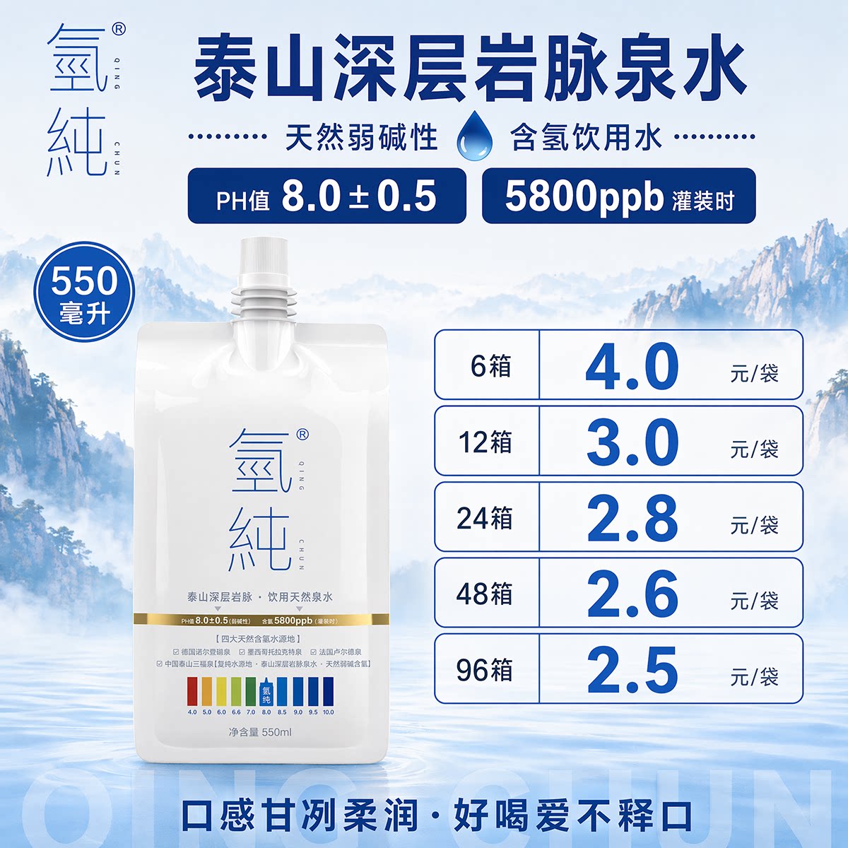 氢纯天然弱碱性富氢水