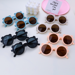 儿童太阳镜墨镜女童可爱小熊卡通太阳眼镜宝宝防紫外线眼镜