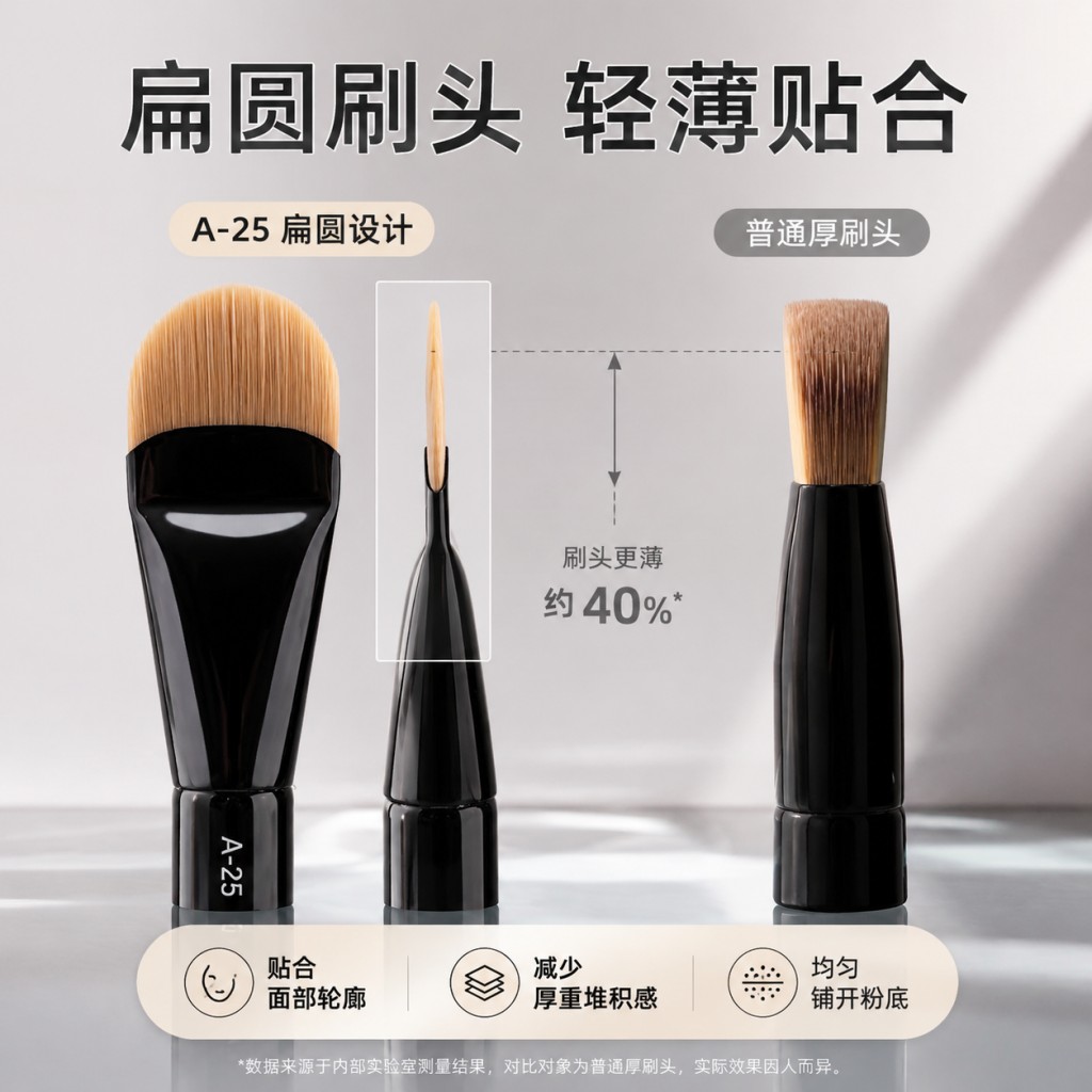扁圆舌形粉底刷不吃粉无痕超薄图片