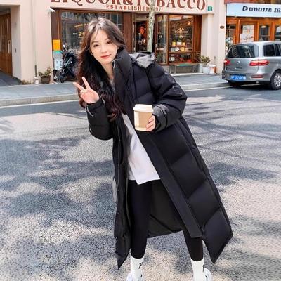 CV凸乆鸟羽绒服2025年新款超长款过膝连帽白鸭绒加厚宽松学生中戏