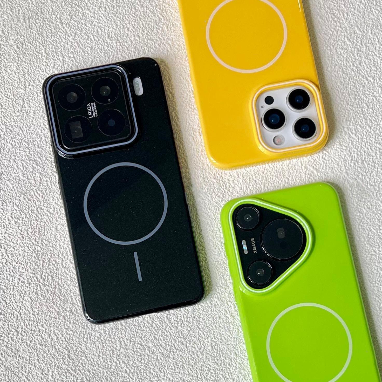 细闪粉细环磁吸极简轻薄适用苹果16Promax缤纷光面iPhone15pro手机壳13小米15/14华为mate70/60pro保护套p70